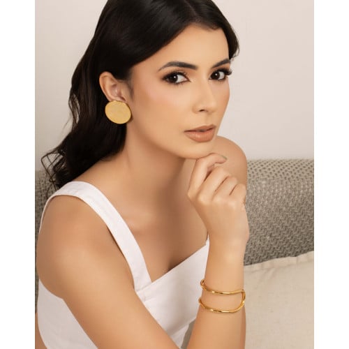 Brinco Redondo Liso 3.7 cm Banhado a Ouro 18K