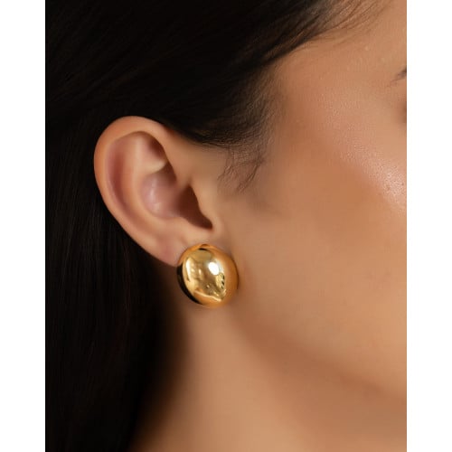 Brinco Oval Liso 2.5 cm Banhado a Ouro 18K