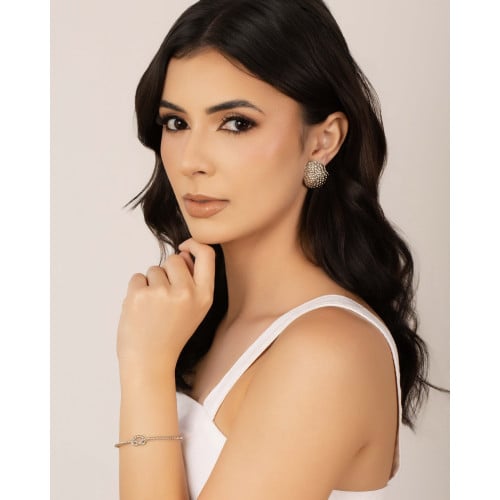 Brinco Gota Texturizada 2.9 cm Ródio Branco
