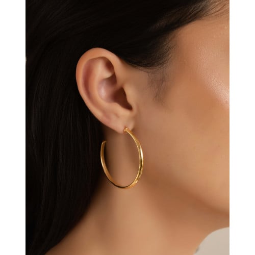 Brinco Argola Lisa 4.0 cm Banhado a Ouro 18K
