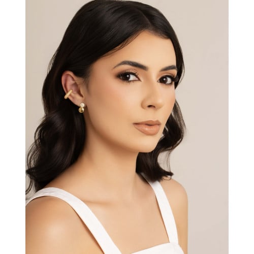 Piercing Coração Cravejado Cristal Banhado a Ouro 18K