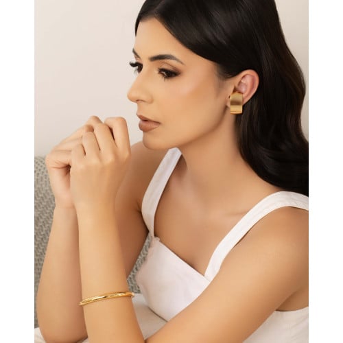 Bracelete Redondo Tubo Liso Fechado Banhado a Ouro 18K