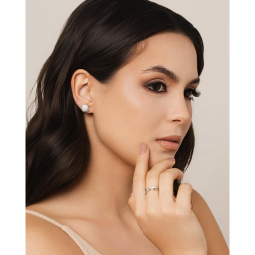 Anel X Cravejado Cristal Tamanho 13 Ródio Branco