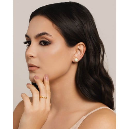 Brinco Quadrado Cravejado Cristal 1.0 cm Banhado a Ouro 18K