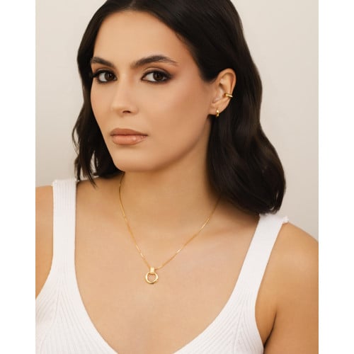 Brinco Argola Click Lisa 1.2 cm Banhado a Ouro 18K