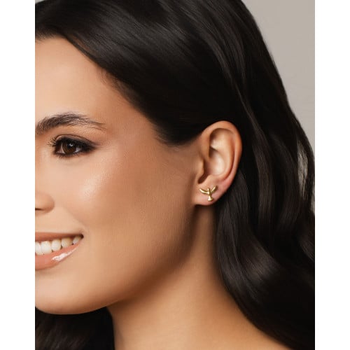 Brinco Espírito Santo Liso 1.0 cm Banhado a Ouro 18K