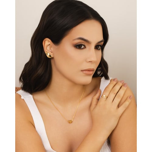 Ear Cuff Folha Lisa 2.4 cm Banhado a Ouro 18K