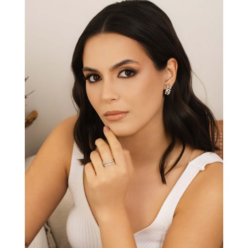 Brinco Argola Baguetes Cristal 1.9 cm Ródio Branco