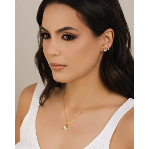 Trio Gotas Cristal Banhado a Ouro 18K