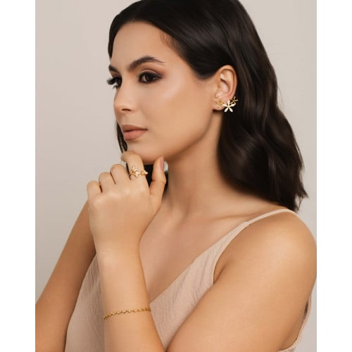 Bracelete Ondas 3 mm Banhado a Ouro 18K