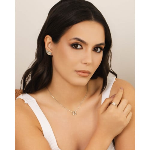 Gargantilha Veneziana Borboleta Vazada Ródio Branco - 45 cm