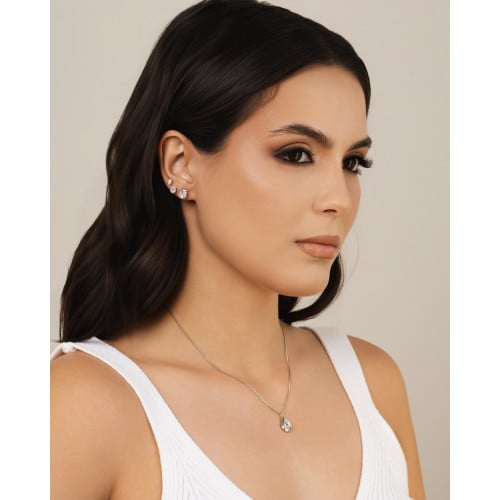 Gargantilha Veneziana Orgânico Liso Gota Cristal Ródio Branco - 45 cm
