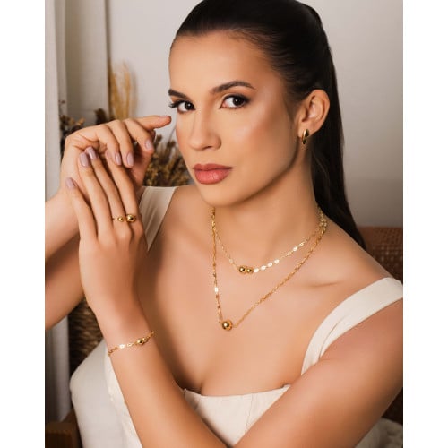 Anel Bolas Lisas Tamanho 22 Banhado a Ouro 18K