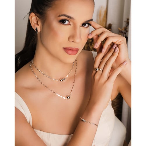 Choker Elos Bolas Lisas Ródio Branco