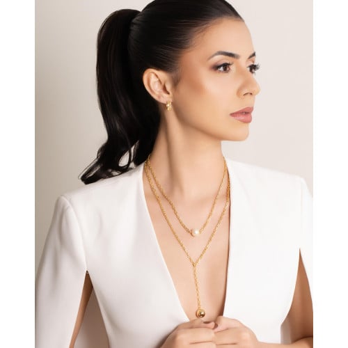 Brinco Argola Click Bolinhas Pontos de Luz Cristal 1.5 cm Banhado a Ouro 18 K