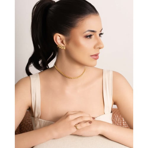Ear Cuff Orgânico Liso 3.0 cm Banhado a Ouro 18K