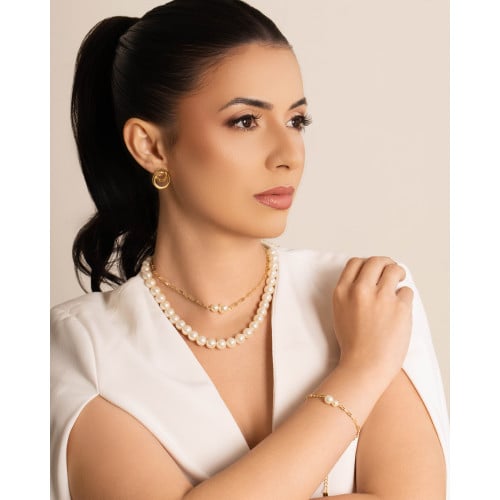 Pulseira Elos Pérolas Banhado a Ouro 18K