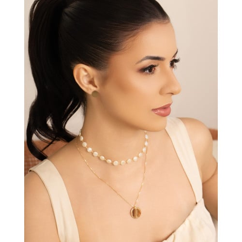 Gargantilha Veneziana Redondo Flat Liso Banhado a Ouro 18K - 45 cm