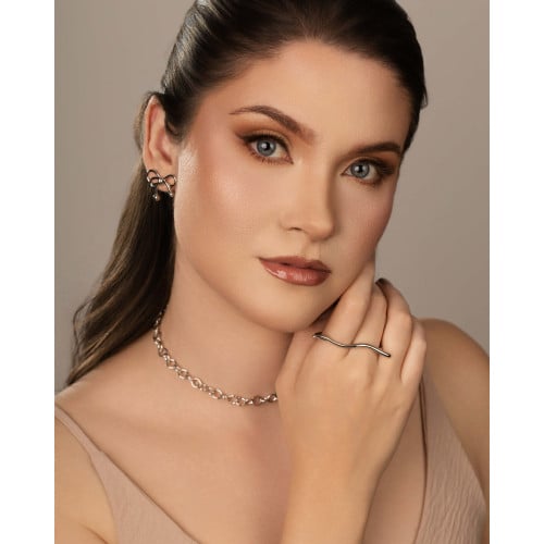 Brinco Laço Bolas Lisas Ródio Branco