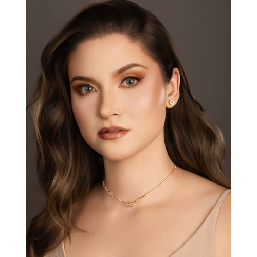 Brinco Ponto de Luz Tela Cristal 8 mm Banhado a Ouro 18K