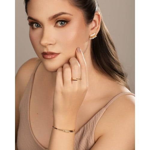 Brinco Navetes Pontos de Luz Cristal Banhado a Ouro 18K