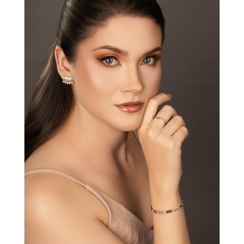 Brinco Navetes Pontos de Luz Cristal Ródio Branco