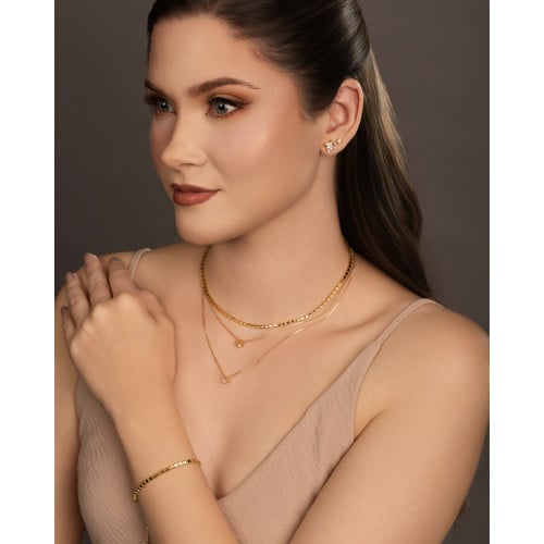 Brinco Ponto de Luz Cristal 3 mm Banhado a Ouro 18K