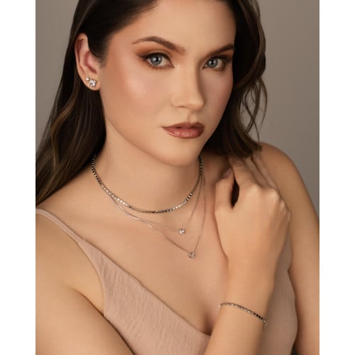 Pulseira Malha Quadrada 3 mm Ródio Branco