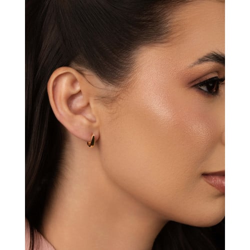 Brinco Argola Click Reta Lisa 1.0 cm Banhado a Ouro 18K