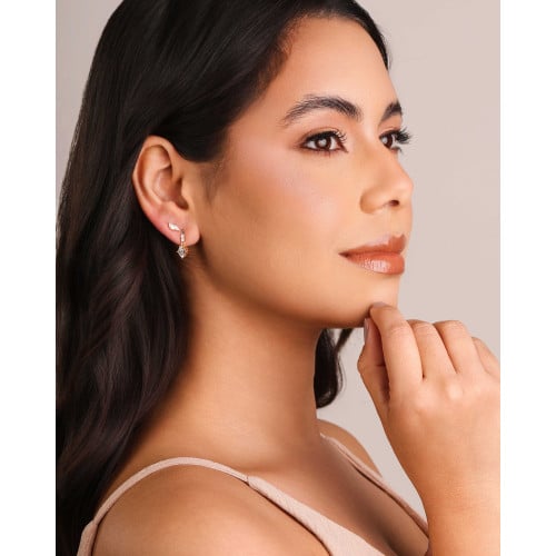Brinco Navetes Cristal 8 mm Banhado a Ouro 18K