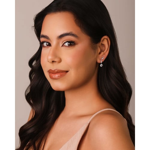 Brinco Navetes Cristal 8 mm Ródio Branco