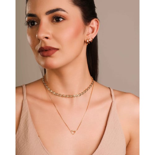 Trio de Argolas Coração Liso Banhado a Ouro 18K