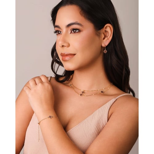 Choker Elos Trevos Tom Rubi 1.0 cm Banhado a Ouro 18K