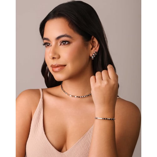 Choker Abaulada ABS Ródio Branco