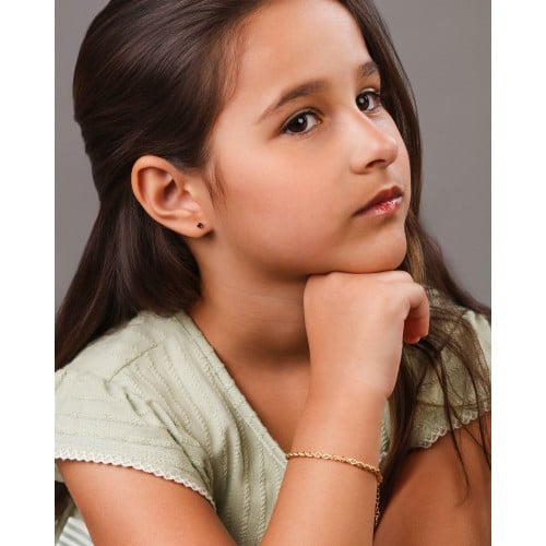 Brinco Infantil Ponto de Luz Ametista 3 mm Tarraxa Baby Banhado a Ouro 18K