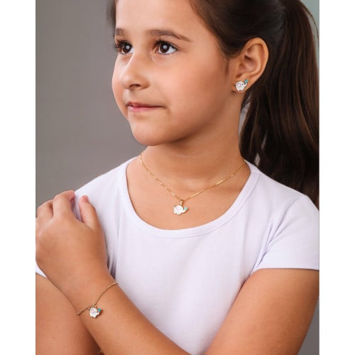 Pulseira Infantil Elos Elefante 1.0 cm Banhado a Ouro 18K