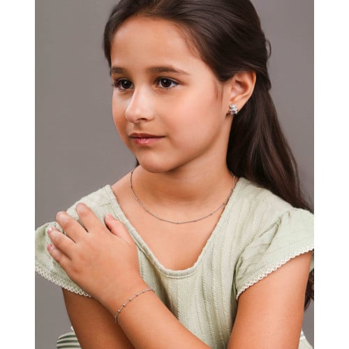 Pulseira Infantil Elos Bolinhas 2.5 mm Ródio Branco