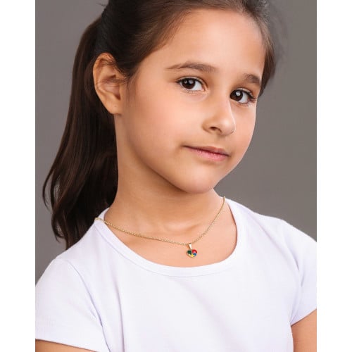 Gargantilha Infantil Elos Coração Autismo 9 mm Banhado a Ouro 18K - 45 cm