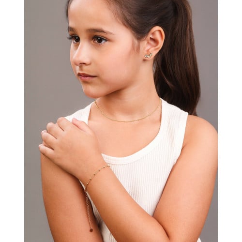 Gargantilha Infantil Grumet Bolinhas 2 mm Banhado a Ouro 18K - 32 cm