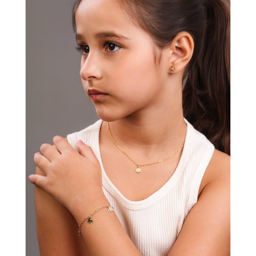 Gargantilha Infantil Elos Flor 6 mm Banhado a Ouro 18K - 35 cm