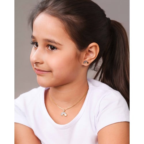 Conjunto Infantil Arco-Íris Banhado a Ouro 18K