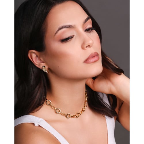 Brinco Argola Torcida Entrelaçada 2.3 cm Banhado a Ouro 18K