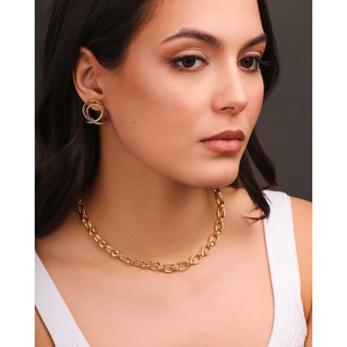 Gargantilha Elos Ovais 9 mm Banhado a Ouro 18K - 40 cm