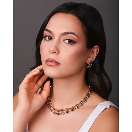 Choker Canutilhos Bolas Lisas Banhado a Ouro 18K