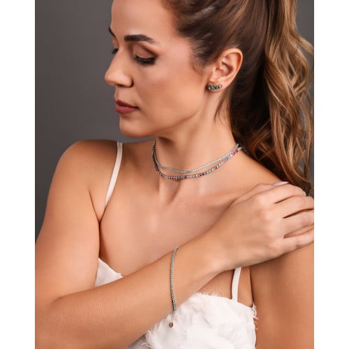 Ear Cuff Pontos de Luz Turmalina Ródio Branco