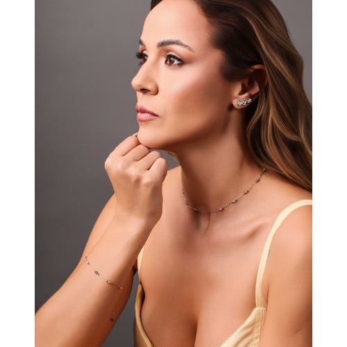 Ear Cuff Borboletas Lisas e Cravejadas Cristal Ródio Branco