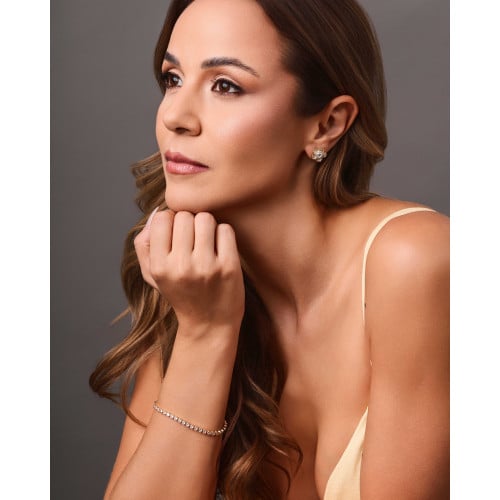 Pulseira Riviera Cravação Inglesa Cristal 3 mm Banhado a Ouro 18K