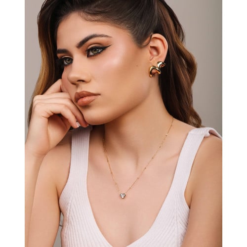 Brinco Argola Orgânica Lisa 1.2 cm Banhado a Ouro 18k