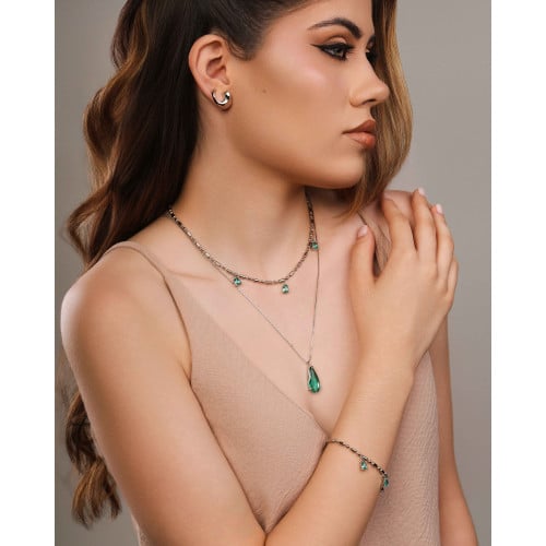 Pulseira Gomos Gotas Turmalina Ródio Branco