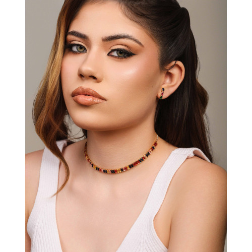 Choker Baguetes Coloridas Banhado a Ouro 18K